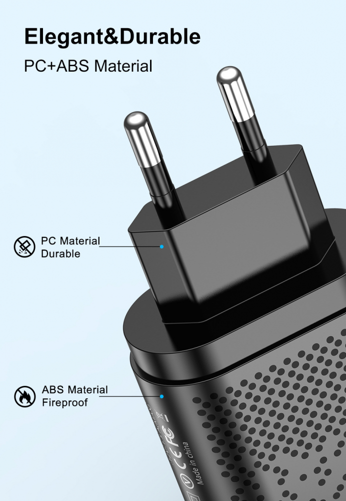 Incarcator Retea cu 2 Porturi USB Ultra Charge 1x USB 3.0 si 1x USB Tip Csi Priza Inteligent cu Incarcare Super Rapida Compatibil Universal, Negru Negru 5 Ah [13]