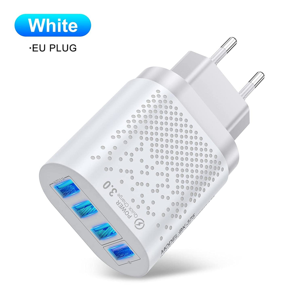Incarcator USB cu 4 Porturi Fast Charge si Multiple Protectii, Incarcare Rapida, Premium, Alb, CBD CORAL BEST DEALS Alb 3 Ah [4]