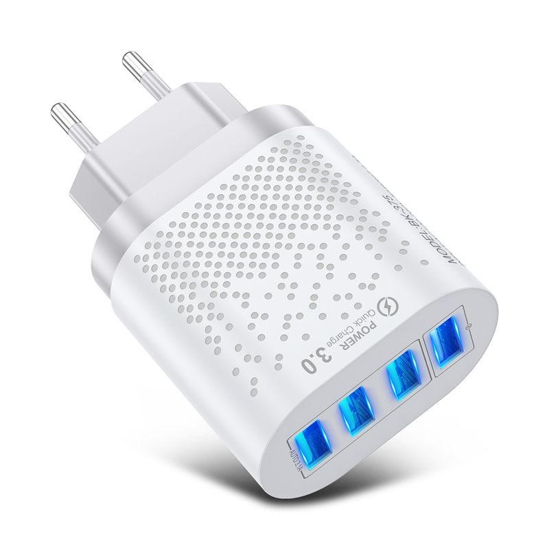 Incarcator USB cu 4 Porturi Fast Charge si Multiple Protectii, Incarcare Rapida, Premium, Alb, CBD CORAL BEST DEALS Alb 3 Ah [1]
