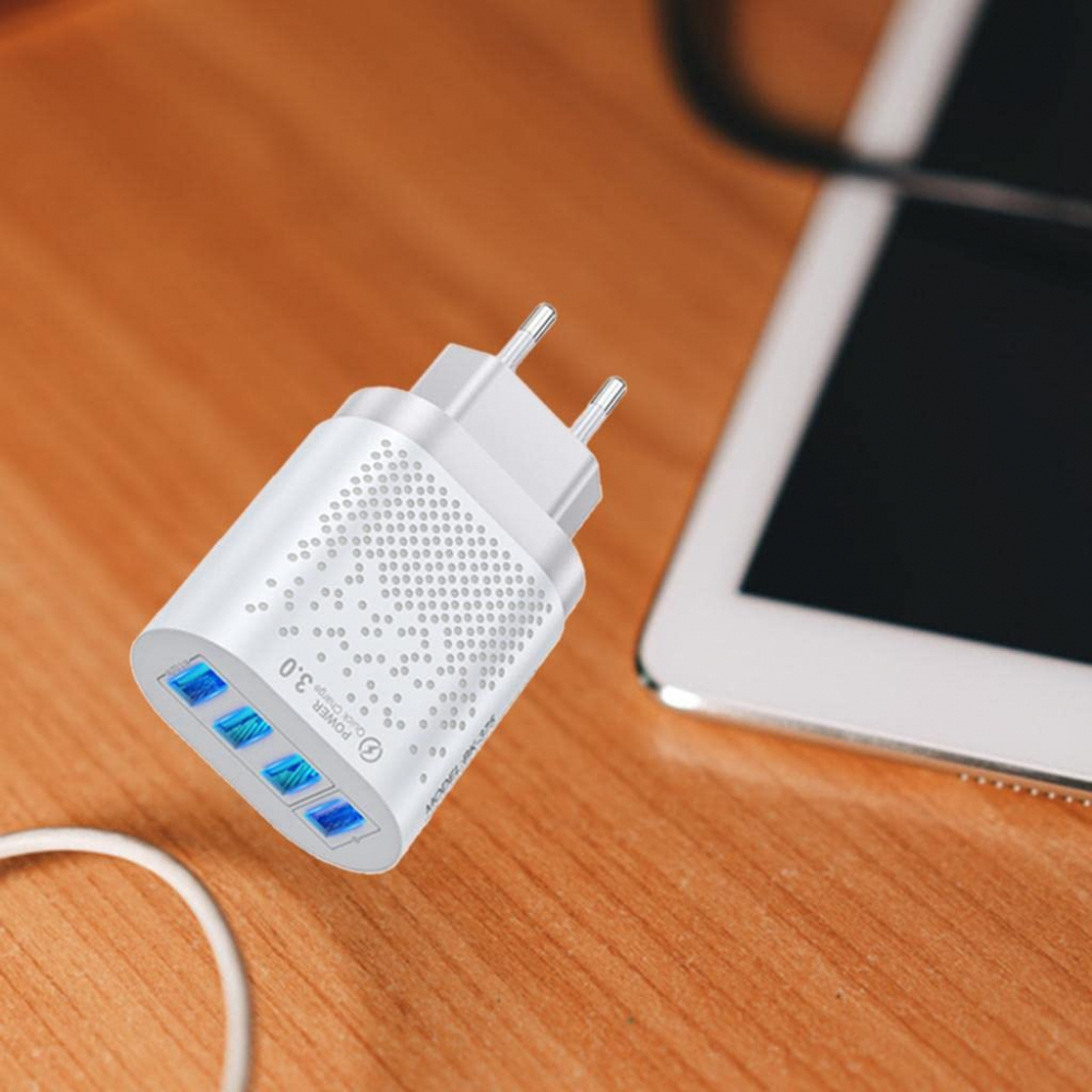 Incarcator USB cu 4 Porturi Fast Charge si Multiple Protectii, Incarcare Rapida, Premium, Alb, CBD CORAL BEST DEALS Alb 3 Ah [2]