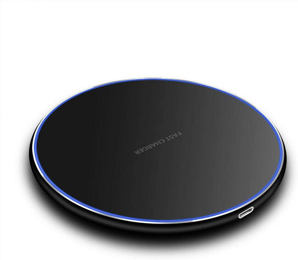 Incarcator Wireless Fast Charge Ultra Slim cu Lumina LED si Finisaje Premium cu Compatibilitate Universala Android IOS, CBD CORAL BEST DEALS Negru 1.5 Ah [1]