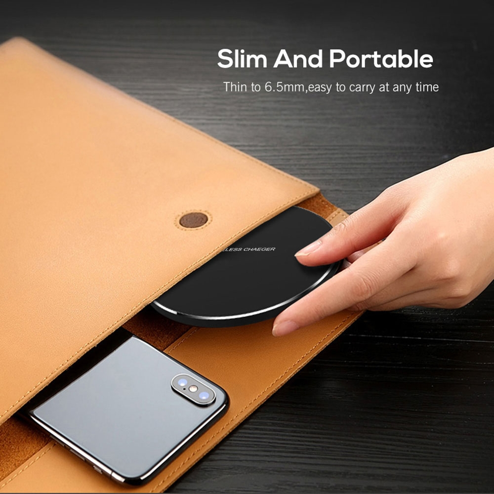 Incarcator Wireless Fast Charge Ultra Slim cu Lumina LED si Finisaje Premium cu Compatibilitate Universala Android IOS, CBD CORAL BEST DEALS Negru 1.5 Ah [5]