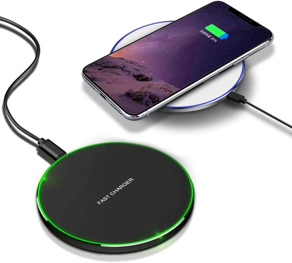 Incarcator Wireless Fast Charge Ultra Slim cu Lumina LED si Finisaje Premium cu Compatibilitate Universala Android IOS, CBD CORAL BEST DEALS Negru 1.5 Ah [4]
