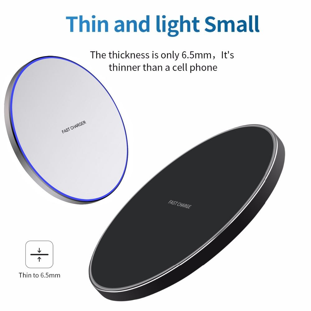 Incarcator Wireless Fast Charge Ultra Slim cu Lumina LED si Finisaje Premium cu Compatibilitate Universala Android IOS, CBD CORAL BEST DEALS Negru 1.5 Ah [6]