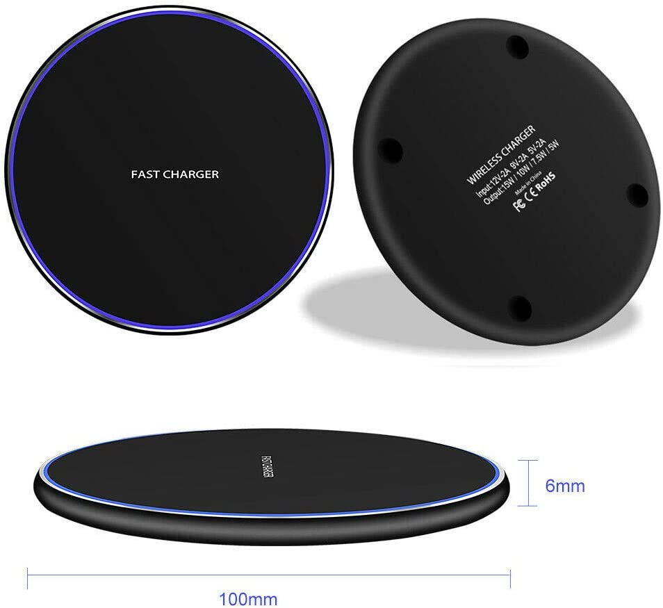 Incarcator Wireless Fast Charge Ultra Slim cu Lumina LED si Finisaje Premium cu Compatibilitate Universala Android IOS, CBD CORAL BEST DEALS Negru 1.5 Ah [7]