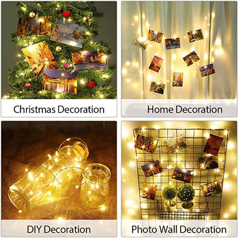 Instalatie Ghirlanda cu 20 Carlige si 20 de Leduri pentru Prindere Fotografii, Lumina Alba, CBD CORAL BEST DEALS [10]