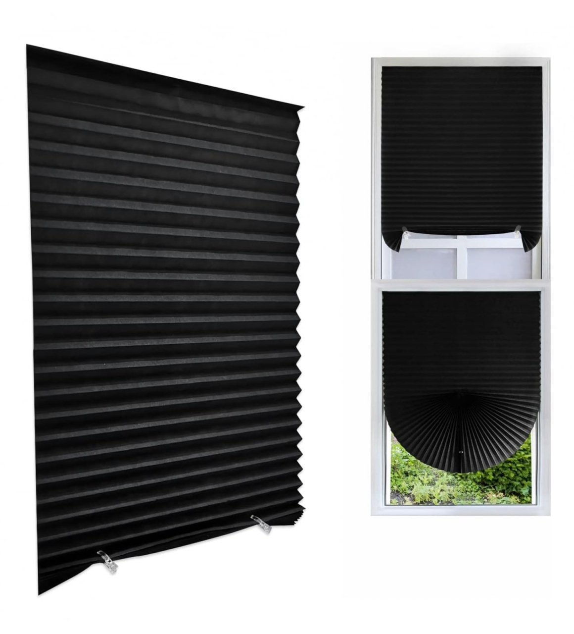 Jaluzea plisată 90 x 180 cm, Negru, autoadezivă și reglabilă [2]