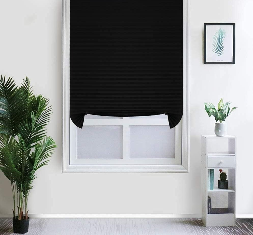 Jaluzea plisată 90 x 180 cm, Negru, autoadezivă și reglabilă [9]
