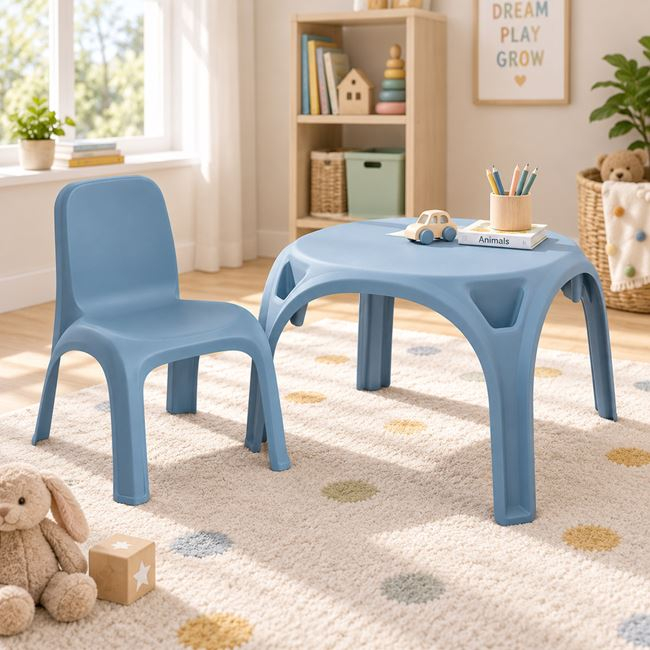 Masă pentru Copii din Plastic Albastru Mat, 55x55x48 cm [2]