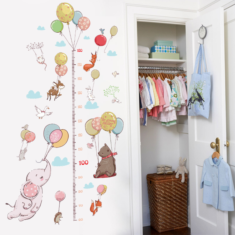 Metru Sticker Autocolant, Baloane si Animale Salbatice, pentru Masurare Inaltime Copii, CBD CORAL BEST DEALS Alb 60 cm [5]