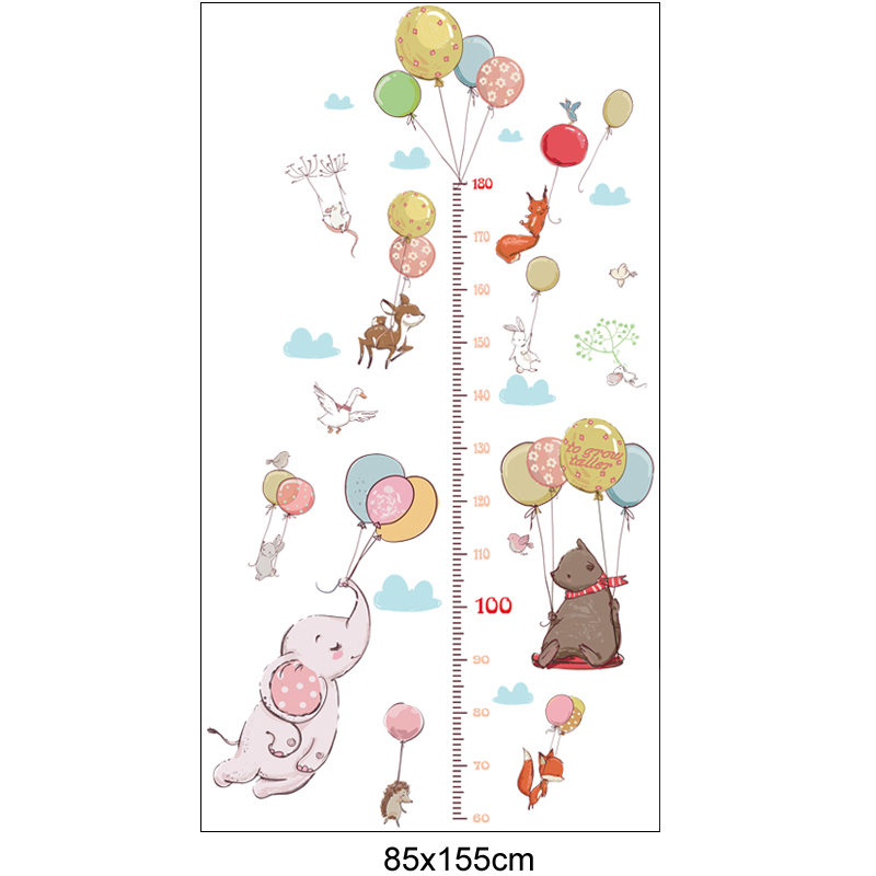 Metru Sticker Autocolant, Baloane si Animale Salbatice, pentru Masurare Inaltime Copii, CBD CORAL BEST DEALS Alb 60 cm [6]