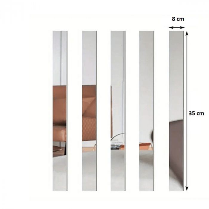 Oglinda Autoadeziva Premium, Dimensiuni 35 x 8 cm CBD CORAL BEST DEALS, Pentru Amenajarea Spatiului Interior, Model Dreptunghi, Set 36 Bucati [7]