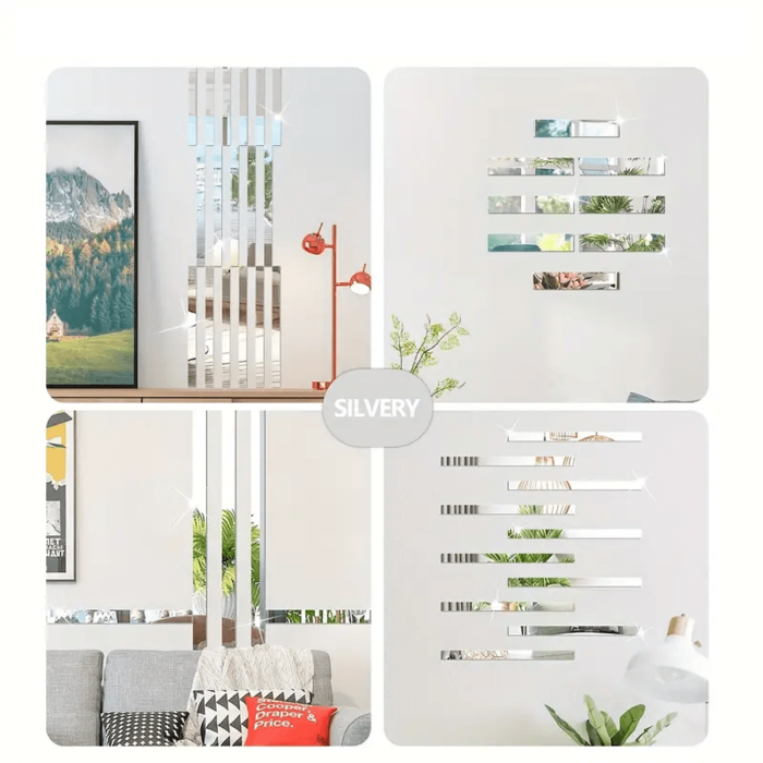 Oglinda Autoadeziva Premium, Dimensiuni 35 x 8 cm CBD CORAL BEST DEALS, Pentru Amenajarea Spatiului Interior, Model Dreptunghi, Set 36 Bucati [6]