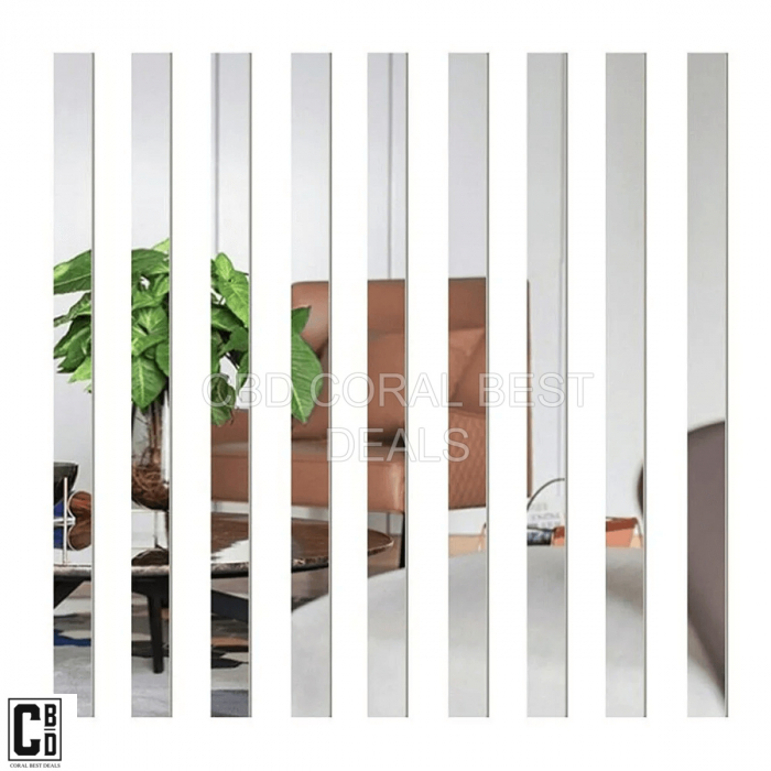 Oglinda Autoadeziva Premium, Dimensiuni 35 x 8 cm CBD CORAL BEST DEALS, Pentru Amenajarea Spatiului Interior, Model Dreptunghi, Set 6 Bucati [8]