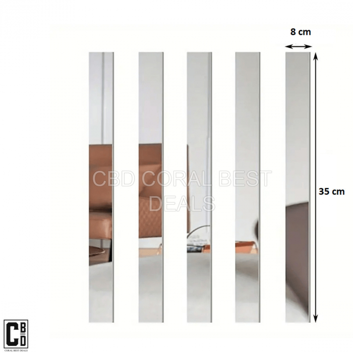 Oglinda Autoadeziva Premium, Dimensiuni 35 x 8 cm CBD CORAL BEST DEALS, Pentru Amenajarea Spatiului Interior, Model Dreptunghi, Set 6 Bucati [4]