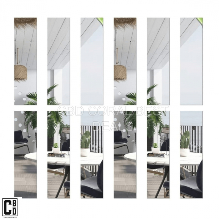 Oglinda Autoadeziva Premium, Dimensiuni 35 x 8 cm CBD CORAL BEST DEALS, Pentru Amenajarea Spatiului Interior, Model Dreptunghi, Set 6 Bucati [5]