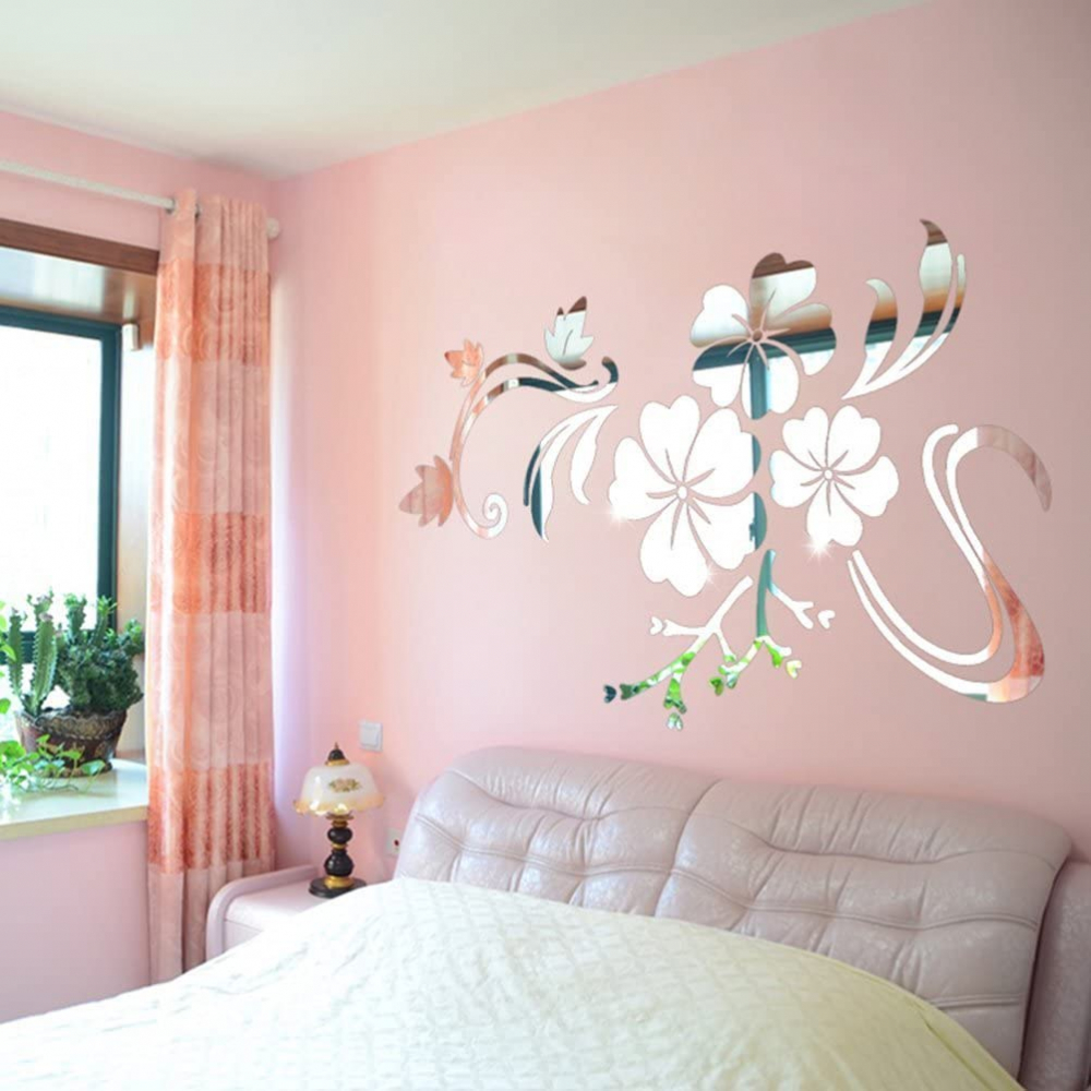 Oglinzi Acrilice Autoadezive pentru Design si Decor Interior, Stickere Model cu Flori Decorative 60 x 80 cm, CBD CORL BEST DEALS 80 cm 60 cm [4]