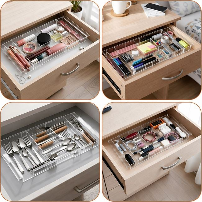 Organizator transparent extensibil pentru sertar 31–51 cm [2]