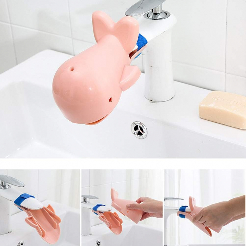 Ornament Baterie pentru Apa in Forma de Balena cu Doua Pozitii de Ghidare a Apei - Pentru Copii Compatibil Universal Baie sau Bucatarie, Roz, CBD CORAL BST DEALS Finding Dory [3]