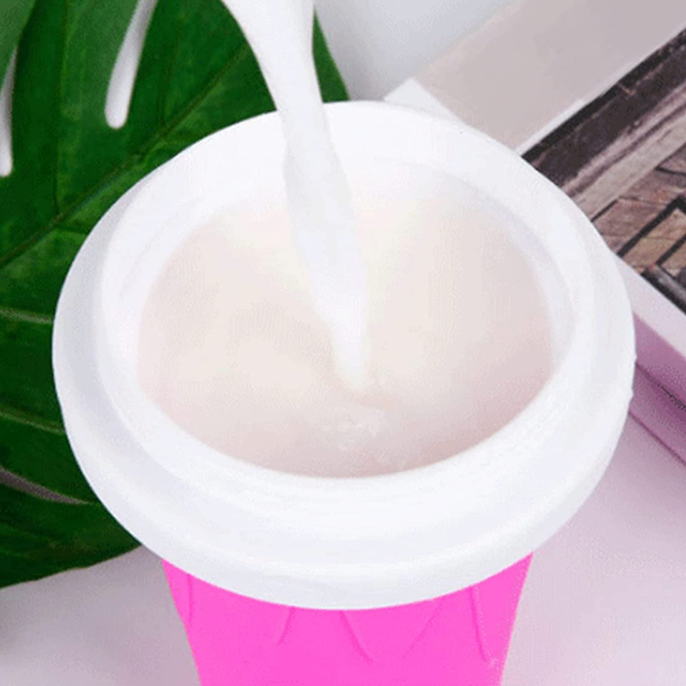 Pahar pentru Facut Slushy, MilkShake si Suc Inghetat, Compatibil Congelator, 250ml cu Lingura si Pai 2in1, Silicon Premium, Albastru, CBD CORAL BEST DEALS Albastru [3]