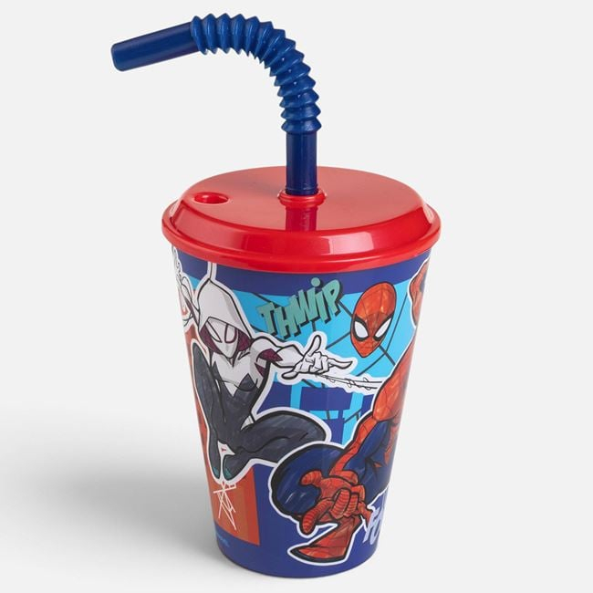 Pahar Spiderman din Plastic cu Pai Pliabil, 430 ml [2]