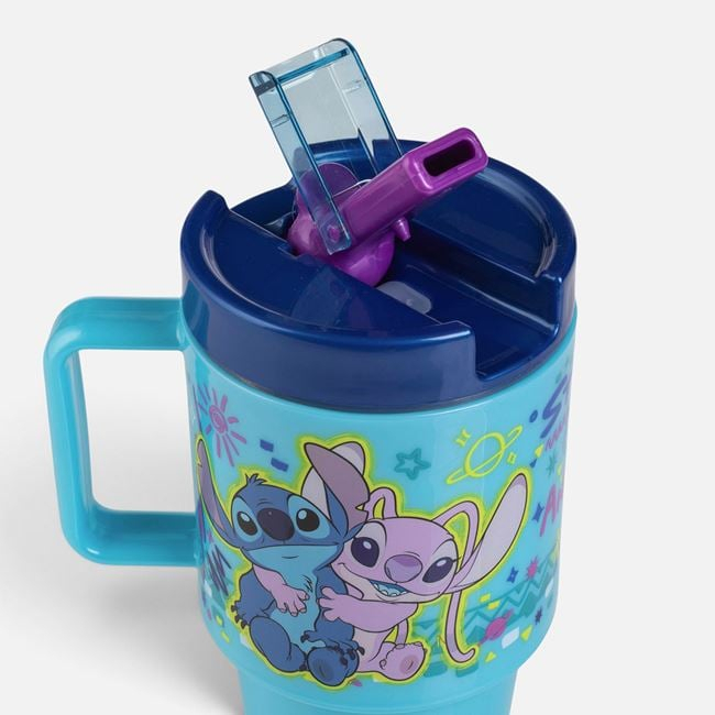 Pahar Stitch Bleu cu Pai și Mâner 530 ml [3]