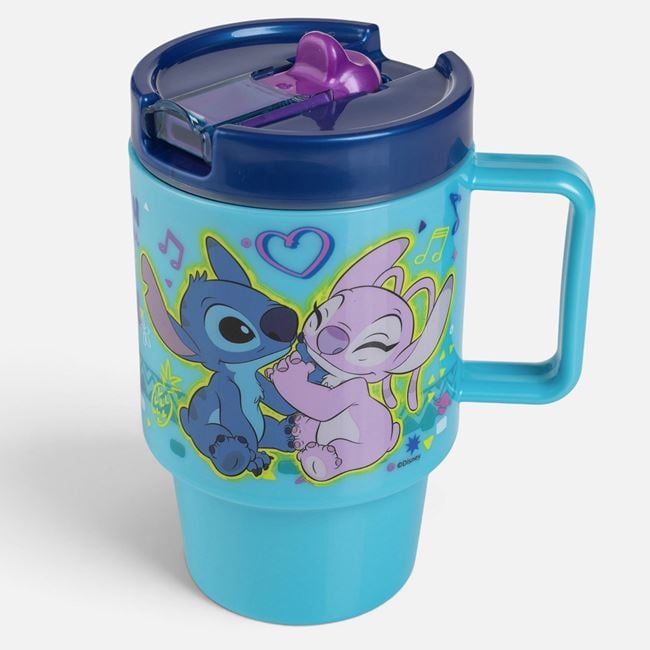 Pahar Stitch Bleu cu Pai și Mâner 530 ml [2]
