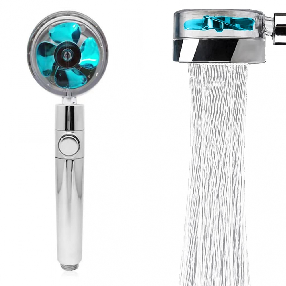 Para de Dus cu Elice si Jet cu Presiune Vortex, Cap Rotativ 360° si Buton On/Off, Design Premium, Albastru, CBD CORAL BEST DEALS Albastru 26 cm [2]