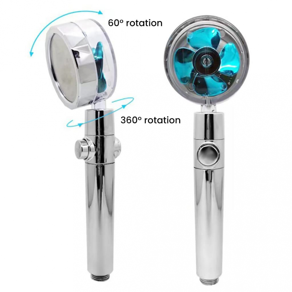 Para de Dus cu Elice si Jet cu Presiune Vortex, Cap Rotativ 360° si Buton On/Off, Design Premium, Albastru, CBD CORAL BEST DEALS Albastru 26 cm [7]
