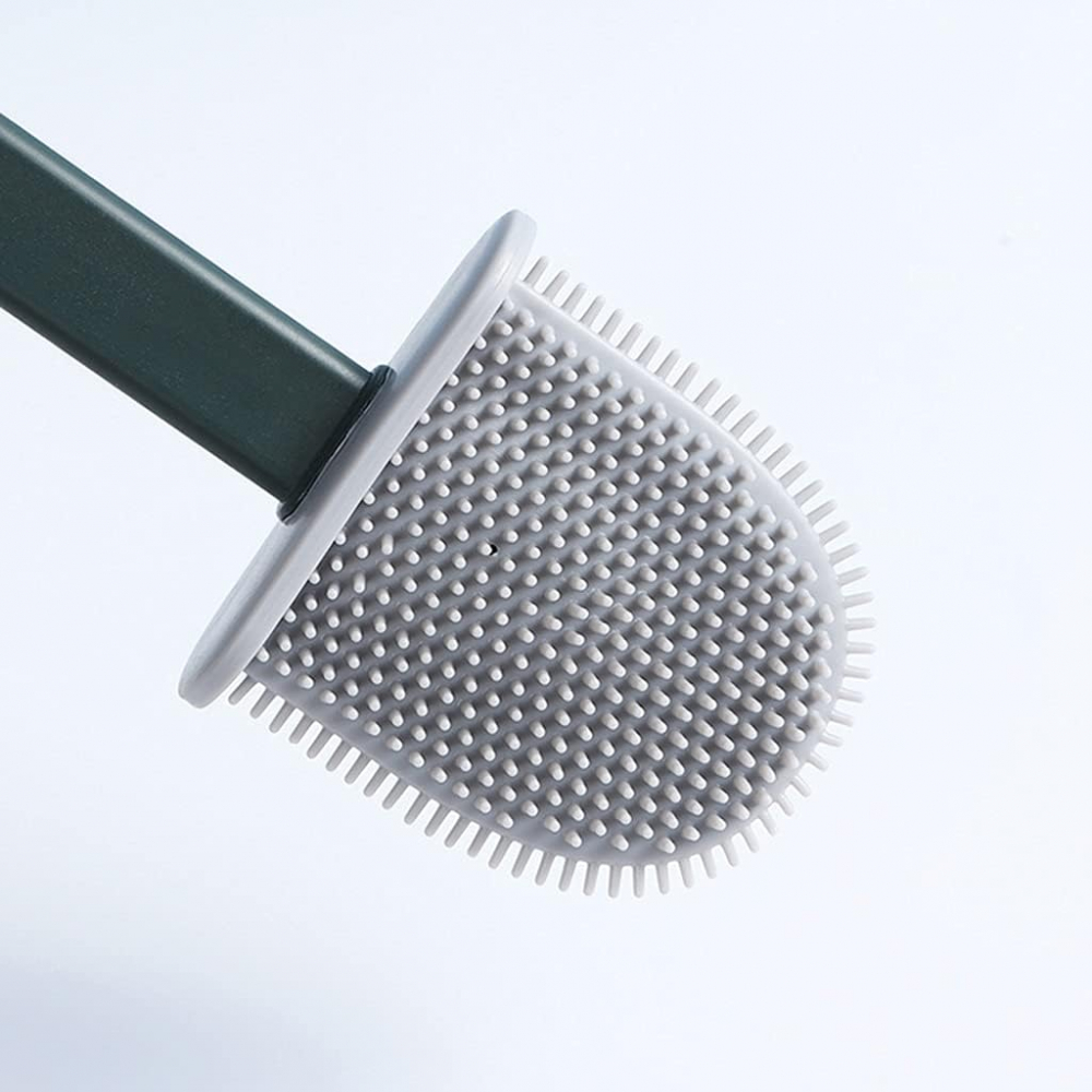 Perie WC din Silcon cu Suport Autoadeziv pe Perete si Cap Flexibil pentru Vasul de Toaleta, Verde Inchis, CBD CORAL BEST DEALS [3]