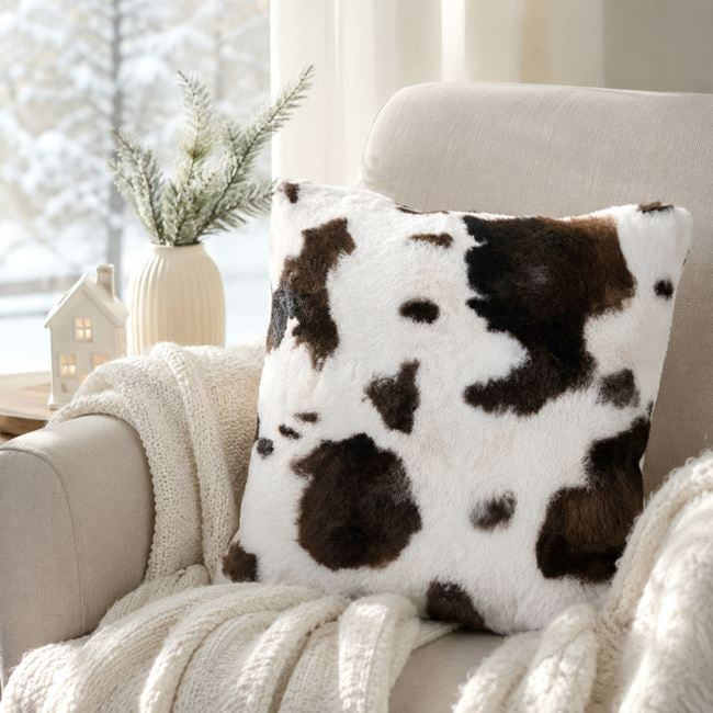 Pernă decorativă Cow Print alb-maro 40 x 40 cm [2]