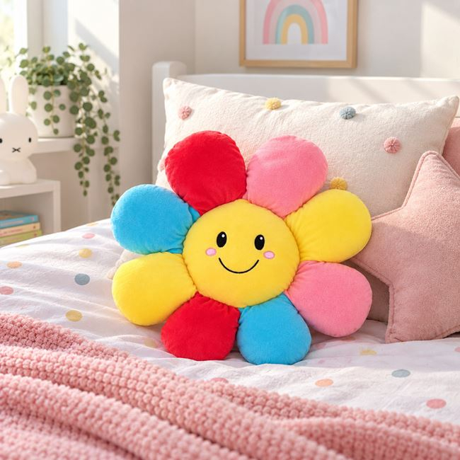 Pernă Decorativă Floare Multicoloră Catifelată, Ø40x5 cm [2]