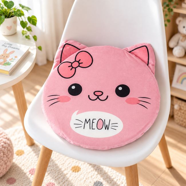 Pernă de Scaun Pisică Roz pentru Copii, Ø38 cm [2]