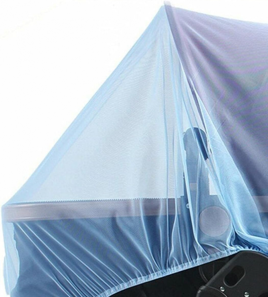 Plasa Anti Tantari si insecte pentru Cariucior Copii, Landou, Patut, 110 x 90 cm, cu Sistem de Prindere Elastic, Albastru [4]