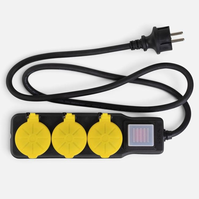 Prelungitor Exterior IP44 cu 3 Prize Schuko și Capace, Cablu 1,2 m [2]