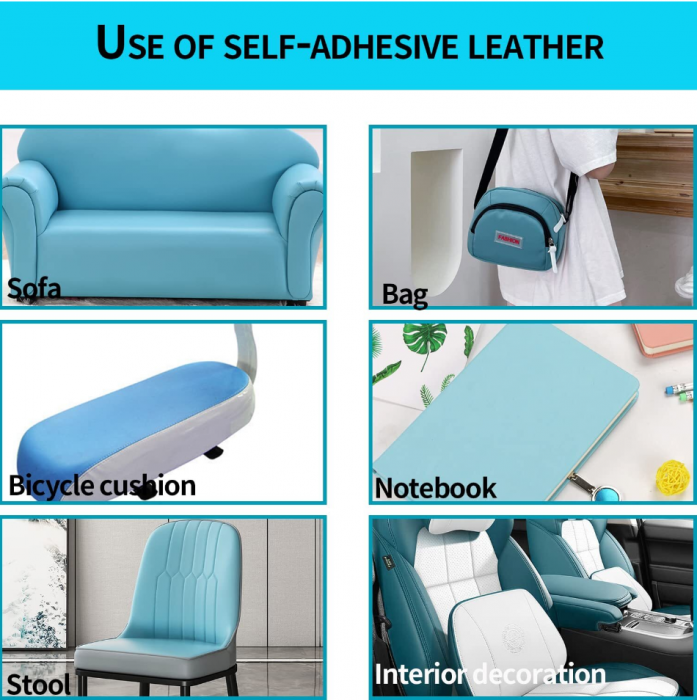 Rola din Piele Ecologica, Culoare Blue Sky Pentru Reconditionare si Retapitare Canapea, Scaun, Interior Auto, Autoadeziv Puternic, Usor de Aplicat Dimensiune: 50 x 138 cm, Premium CBD CORAL BEST DEALS [3]
