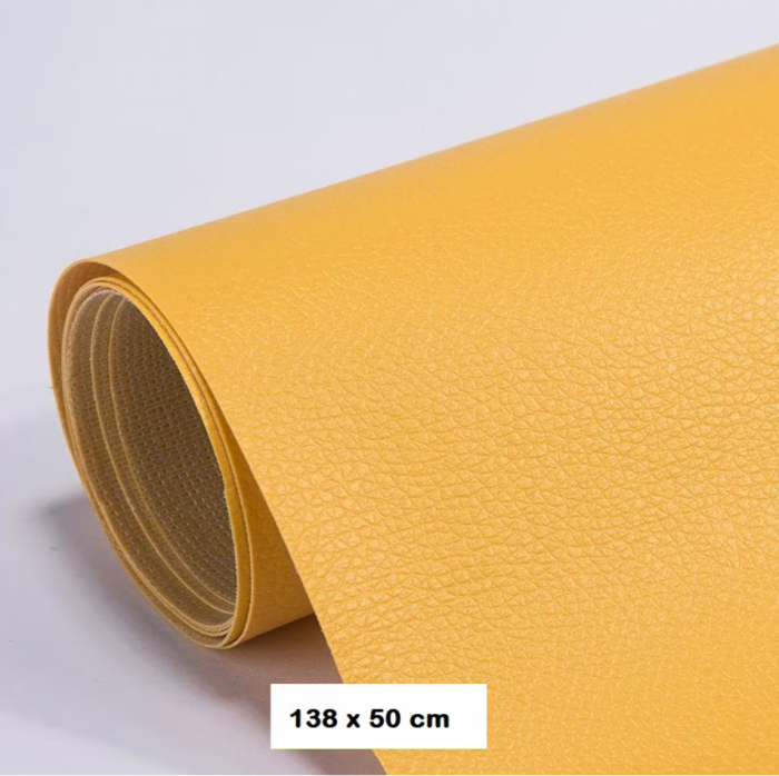Rola din Piele Ecologica, Culoare Galben Pentru Reconditionare si Retapitare Canapea, Scaun, Interior Auto, Autoadeziv Puternic, Usor de Aplicat Dimensiune: 50 x 138 cm, Premium CBD CORAL BEST DEALS [1]
