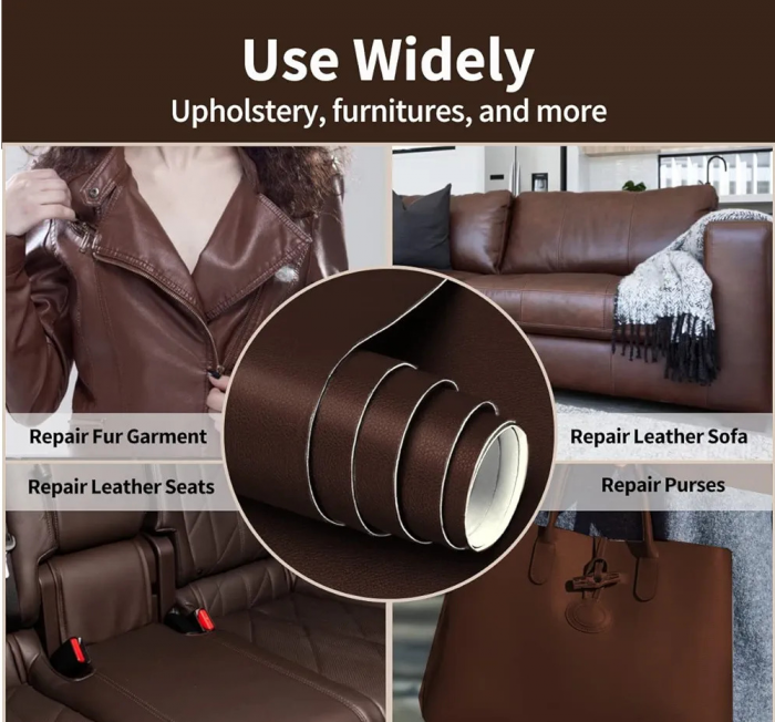 Rola din Piele Ecologica, Culoare Maro Caramiziu Pentru Reconditionare si Retapitare Canapea, Scaun, Interior Auto, Autoadeziv Puternic, Usor de Aplicat Dimensiune: 50 x 138 cm, Premium CBD CORAL BEST [4]