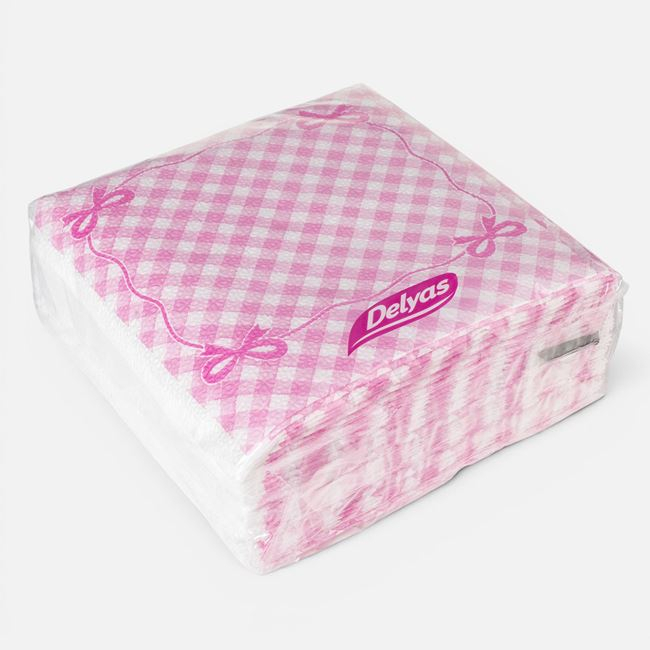 Șervețele Roz în Carouri cu Fundițe 33x33 cm, 40 Buc [3]