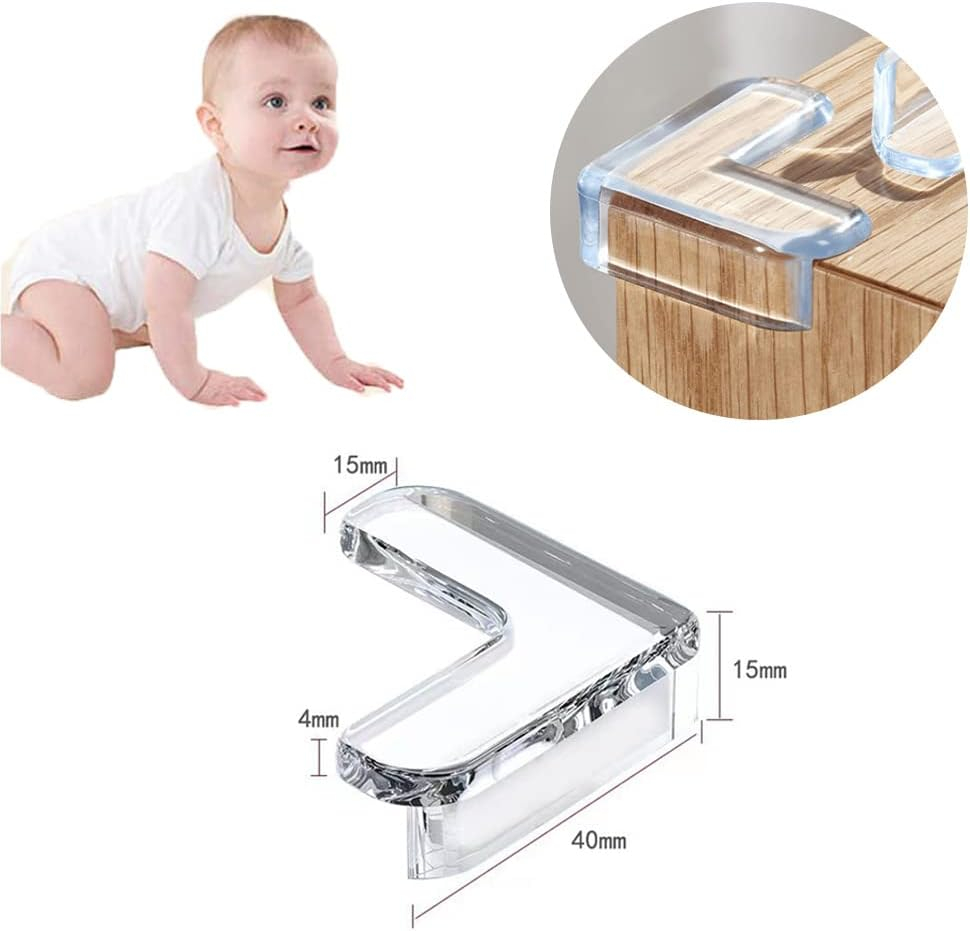 Set 10 Coltare din Silicon pentru Protectie Ridicata la Colturile Mobilei, pentru Siguranta Copii, Triunghi, Transparent, CBD CORAL BEST DEALS Transparent natur BPA Free [16]