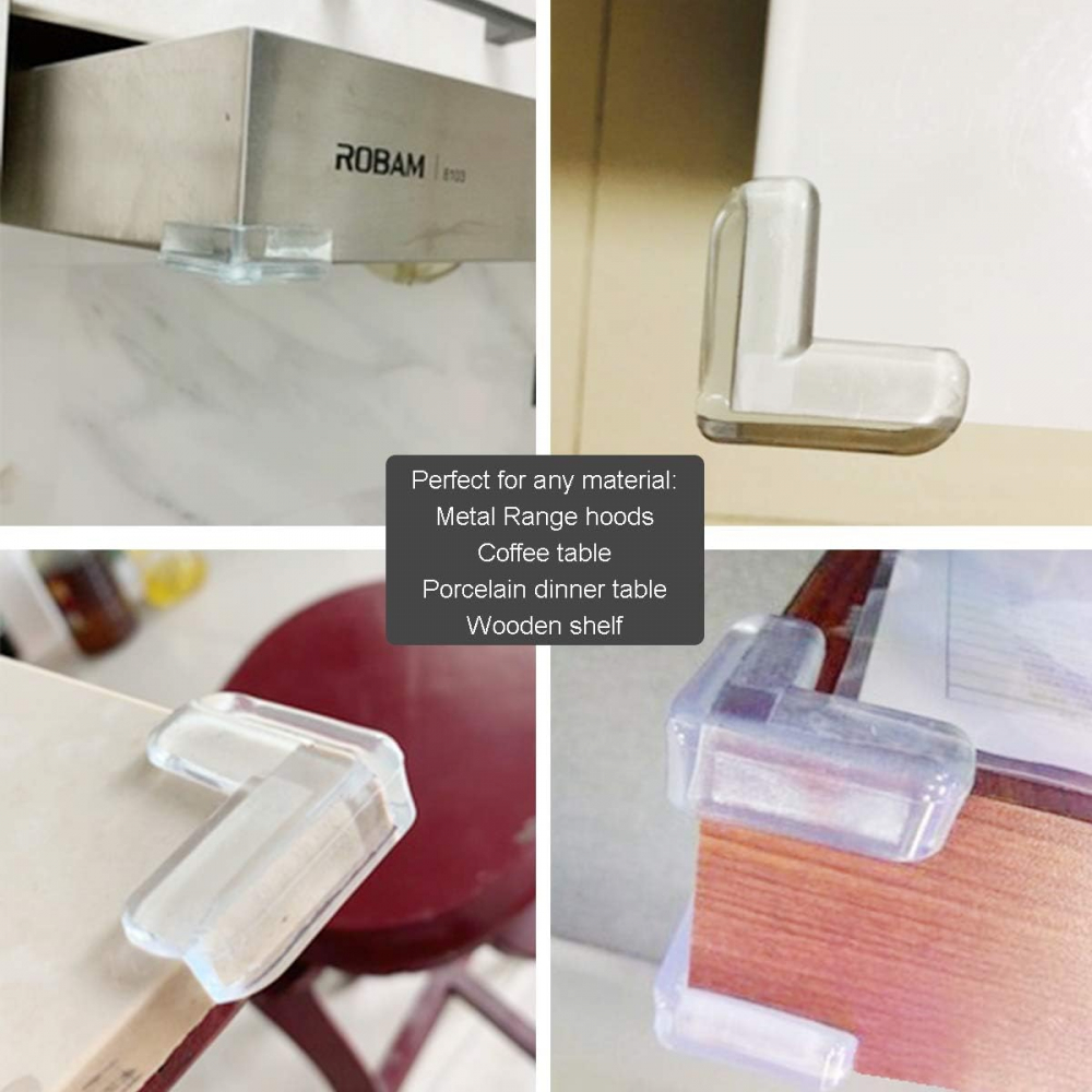 Set 10 Coltare din Silicon pentru Protectie Ridicata la Colturile Mobilei, pentru Siguranta Copii, Triunghi, Transparent, CBD CORAL BEST DEALS Transparent natur BPA Free [7]