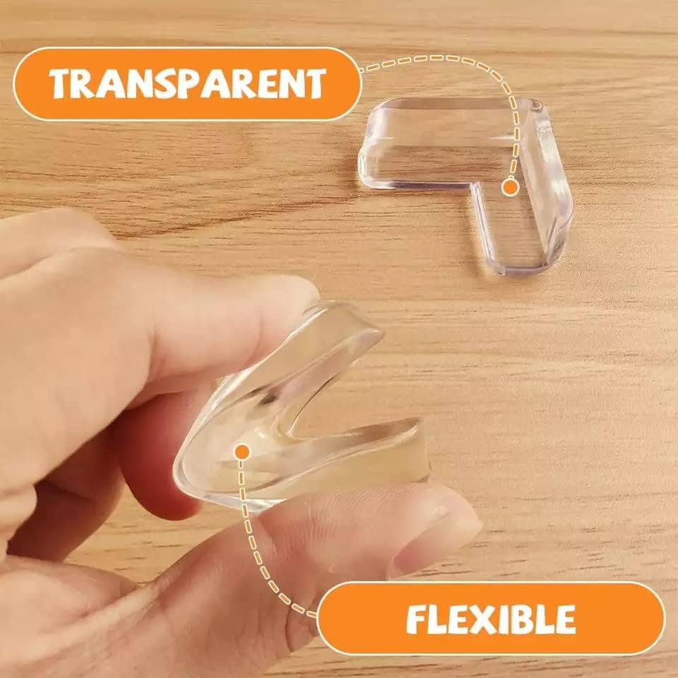 Set 10 Coltare din Silicon pentru Protectie Ridicata la Colturile Mobilei, pentru Siguranta Copii, Triunghi, Transparent, CBD CORAL BEST DEALS Transparent natur BPA Free [8]