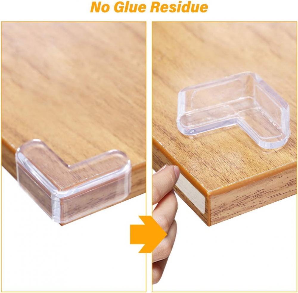 Set 10 Coltare din Silicon pentru Protectie Ridicata la Colturile Mobilei, pentru Siguranta Copii, Triunghi, Transparent, CBD CORAL BEST DEALS Transparent natur BPA Free [3]