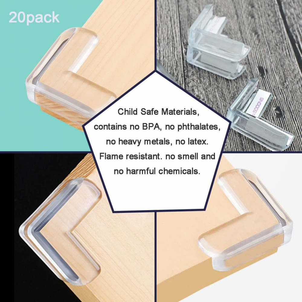 Set 10 Coltare din Silicon pentru Protectie Ridicata la Colturile Mobilei, pentru Siguranta Copii, Triunghi, Transparent, CBD CORAL BEST DEALS Transparent natur BPA Free [4]