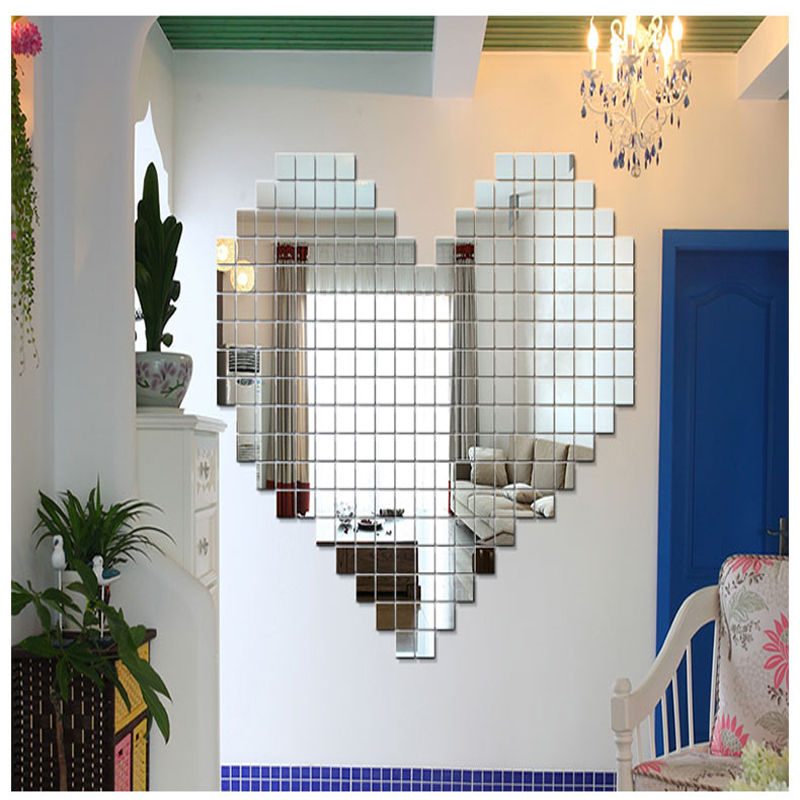 Set 100 Oglinzi Acrilice Decorative in Forma de Patrat, pentru Decorarea Peretilor, 2 x 2 cmCBD CORAL BEST DEALS Argintiu 2 cm [6]
