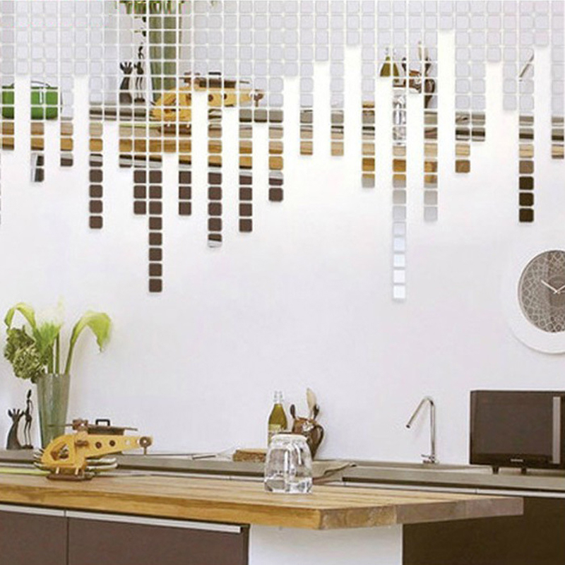 Set 100 Oglinzi Acrilice Decorative in Forma de Patrat, pentru Decorarea Peretilor, 2 x 2 cmCBD CORAL BEST DEALS Argintiu 2 cm [3]