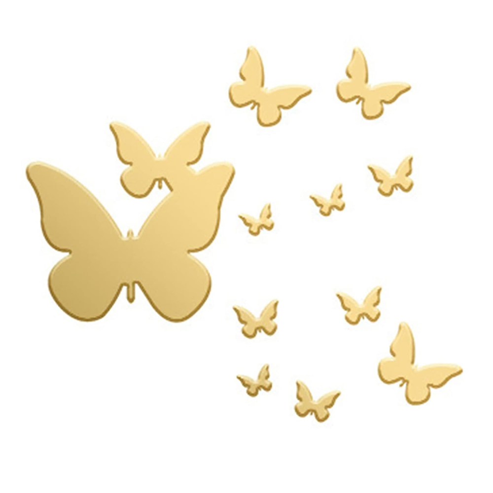 Set 100 oglinzi acrilice autoadezive în formă de fluture, 40 bucăți de 4 cm + 60 bucăți de 3 cm, auriu [2]