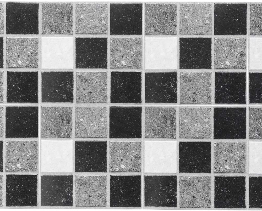 Set 19 Stickere Decorative pentru Faianta sau Perete, 10 x 10 cm, Negru Mat, Autoadeziv, Mozaic Multicolor 10 cm [1]