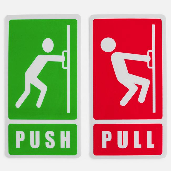 Set 2 Autocolante Push & Pull din PVC, 8 x 15 cm [2]