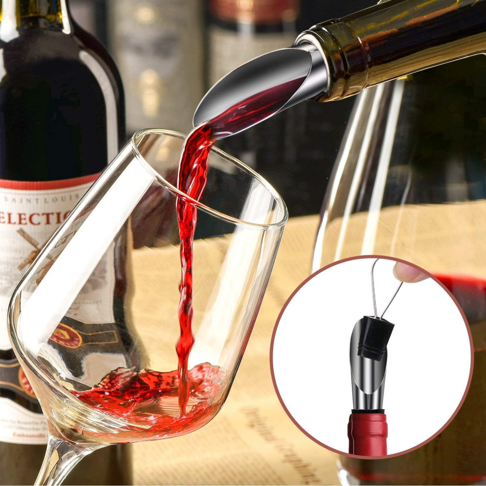 Set 2 Dopuri din Aluminiu pentru Sticle de Vin din Inox, Model Premium, CBD CORAL BEST DEALS Argintiu [10]